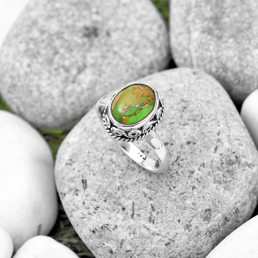 Copper Green Turquoise - Arizona Ring size-8 R-1196 SDR187425