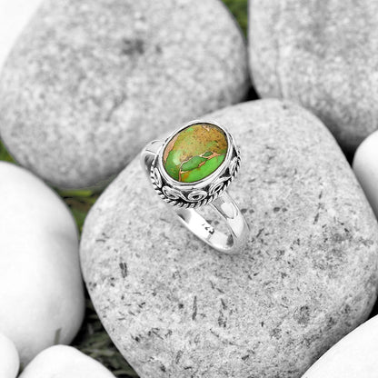 Copper Green Turquoise - Arizona Ring size-8 R-1196 SDR187425