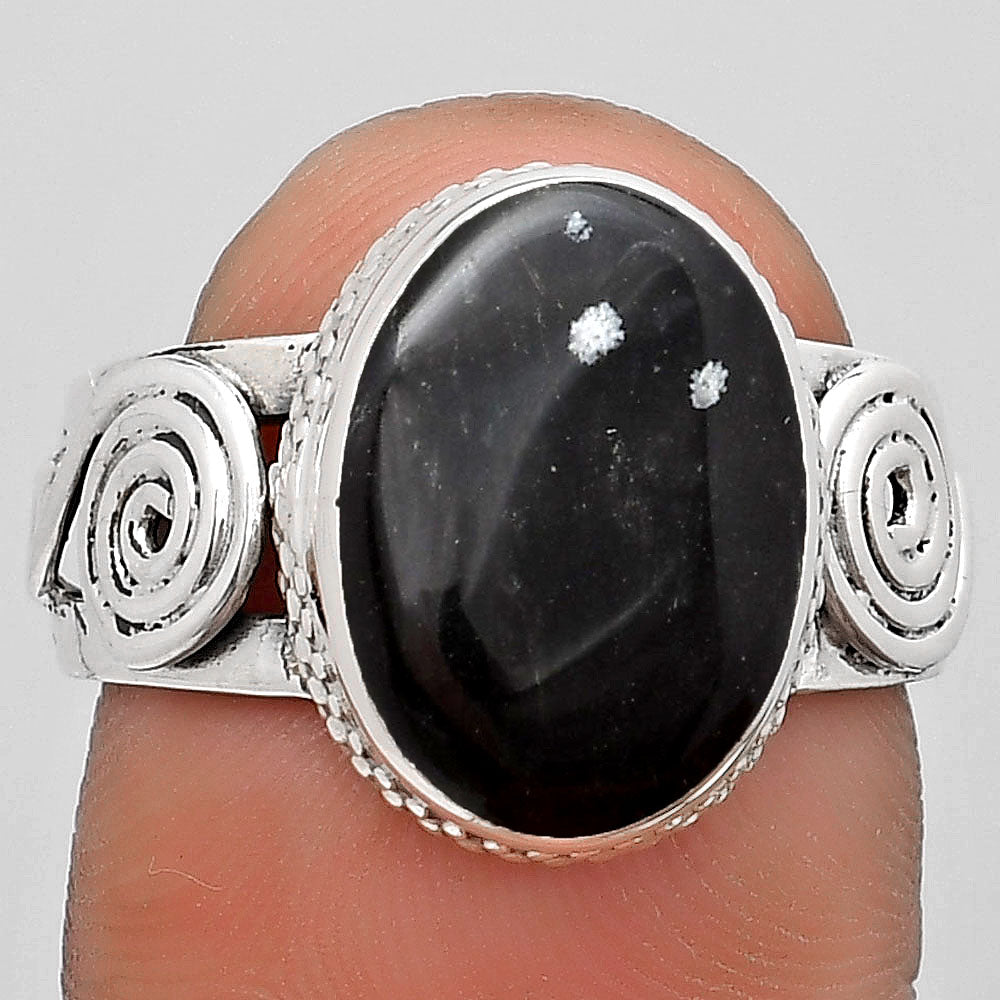 Natural Snow Flake Obsidian Ring size-7 R-1315 SDR187611