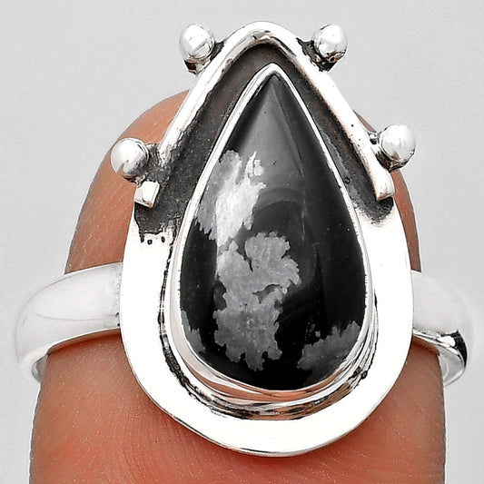 Natural Snow Flake Obsidian Ring size-8.5 R-1513 SDR187655