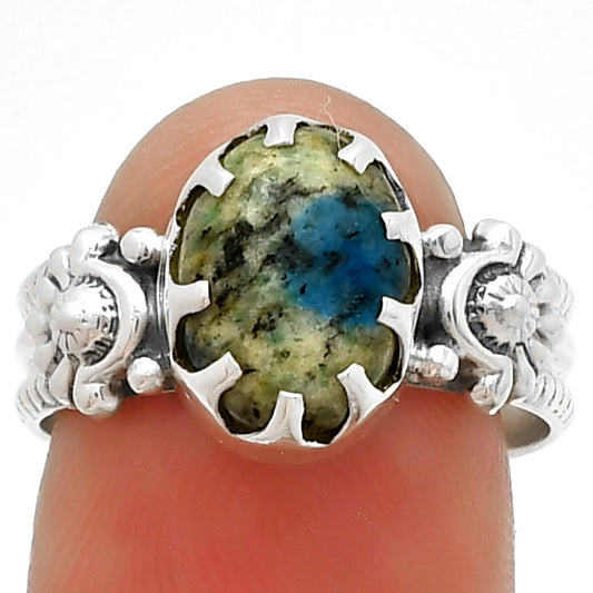 Natural K2 Blue - Azurite In Quartz Ring size-8 R-1210 SDR188281