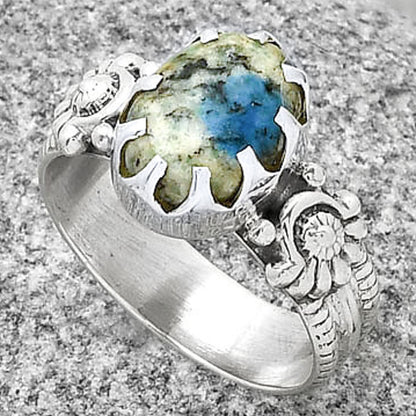 Natural K2 Blue - Azurite In Quartz Ring size-8 R-1210 SDR188281