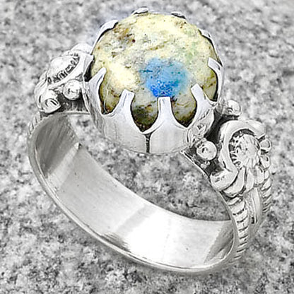 Natural K2 Blue Azurite In Quartz Ring size-6.5 R-1210 SDR188293