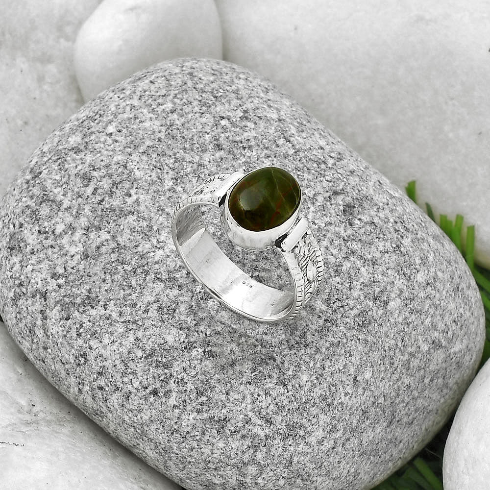 Natural Turkish Rainforest Chrysocolla Ring size-7 R-1058 SDR188328