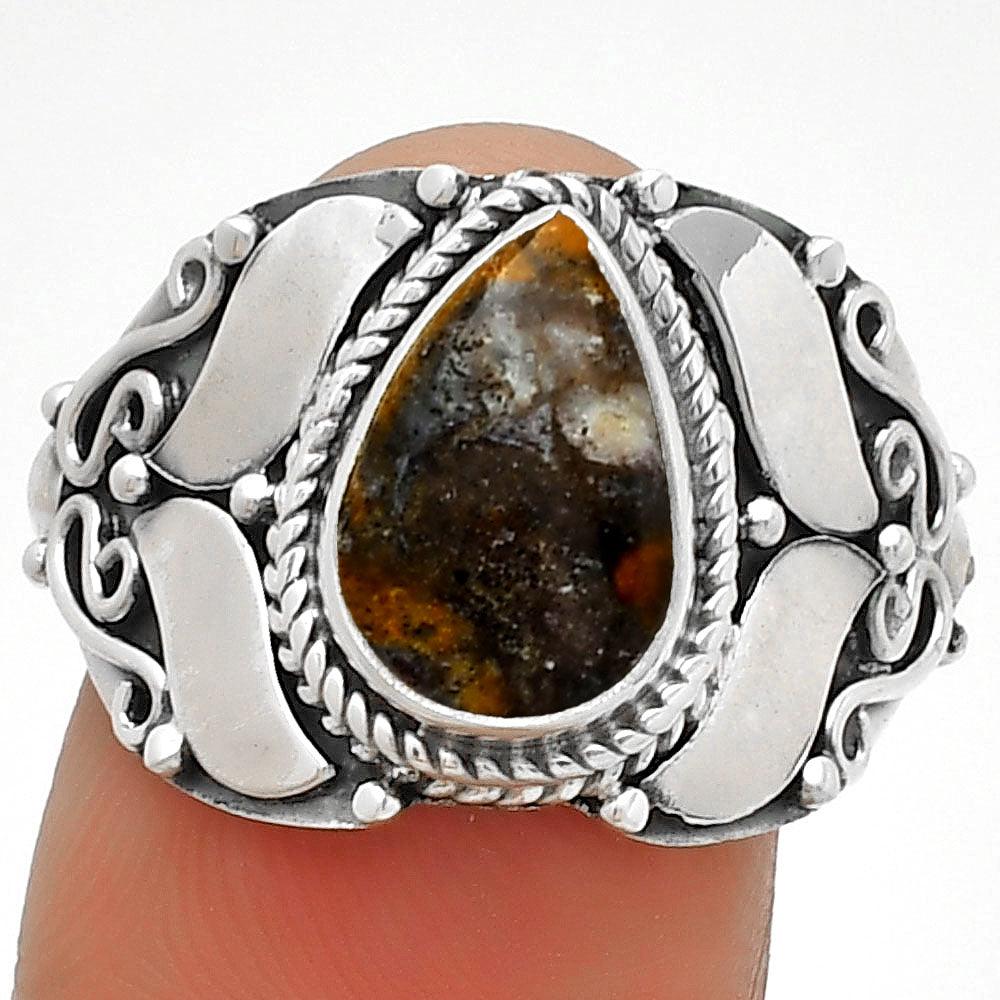 Natural Indian Blanket Jasper Ring size-8.5 R-1507 SDR188615