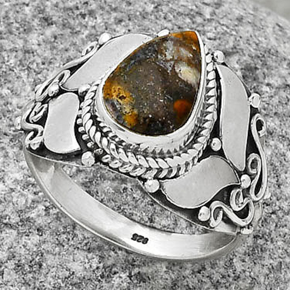 Natural Indian Blanket Jasper Ring size-8.5 R-1507 SDR188615