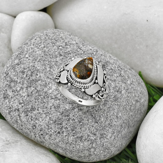 Natural Indian Blanket Jasper Ring size-8.5 R-1507 SDR188615