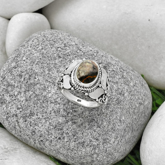 Natural Indian Blanket Jasper Ring size-7 R-1507 SDR188628