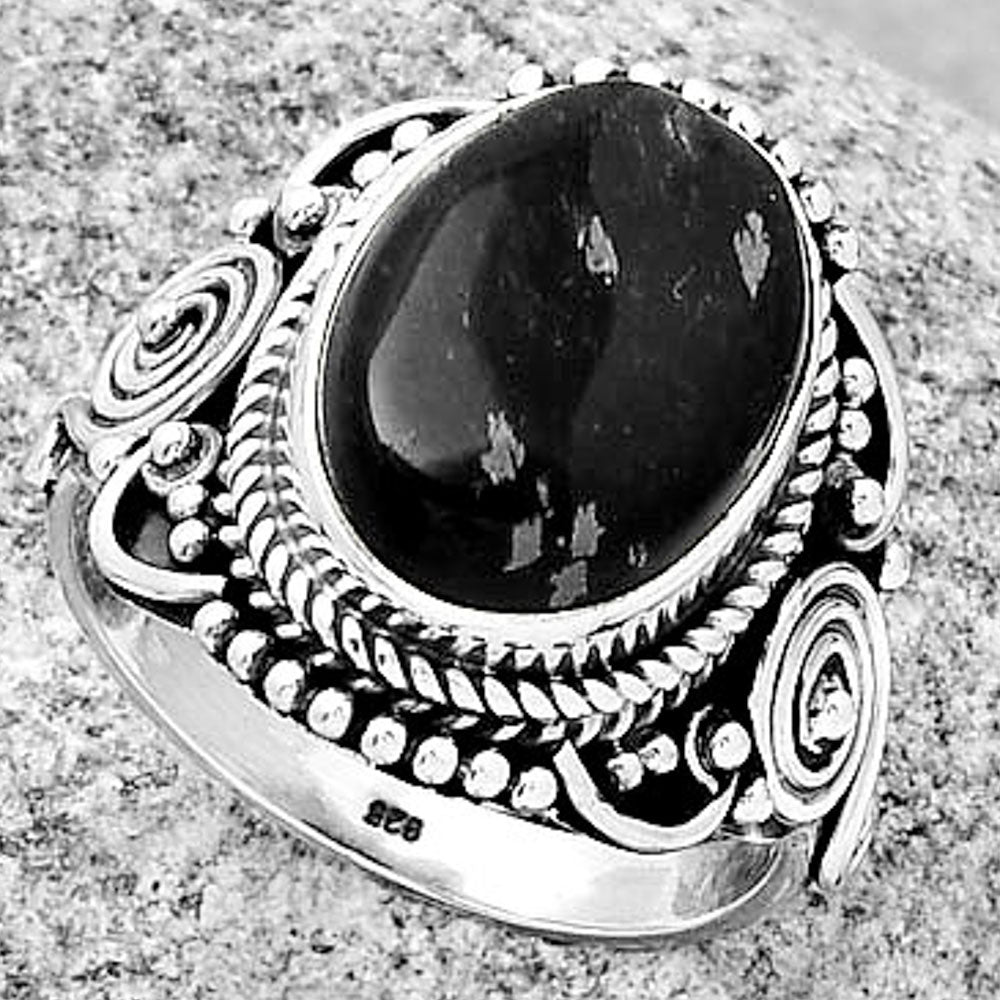 Natural Snow Flake Obsidian Ring size-8.5 R-1291 SDR188718