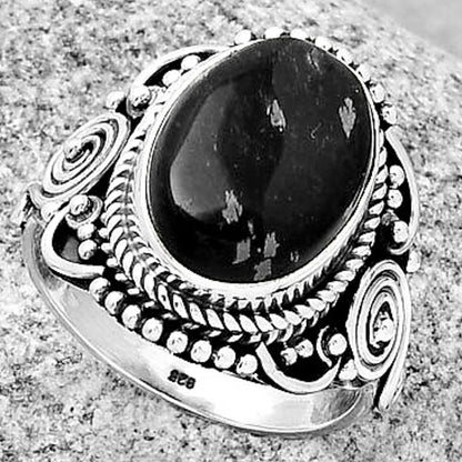 Natural Snow Flake Obsidian Ring size-8.5 R-1291 SDR188718