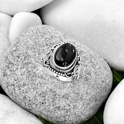 Natural Snow Flake Obsidian Ring size-8.5 R-1291 SDR188718