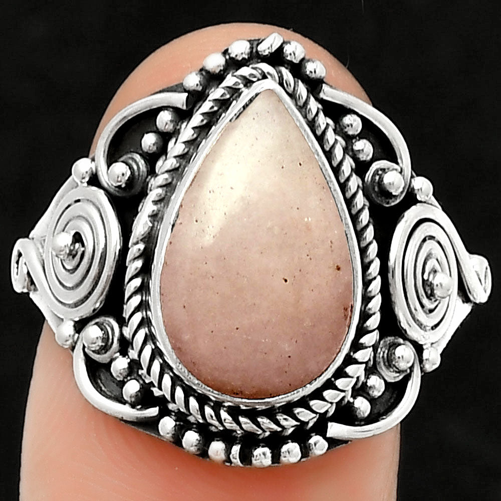 Natural Pink Scolecite Ring size-8.5 R-1291 SDR188740