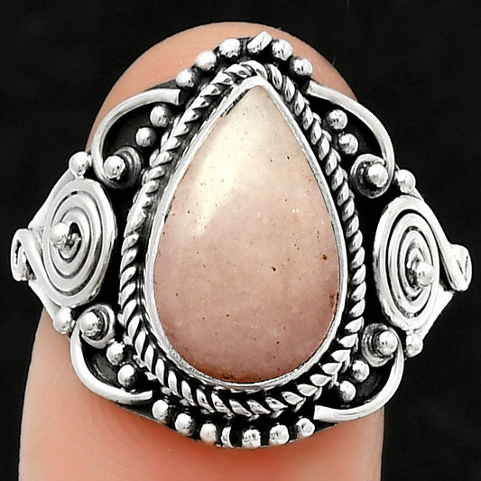 Natural Pink Scolecite Ring size-8.5 R-1291 SDR188740