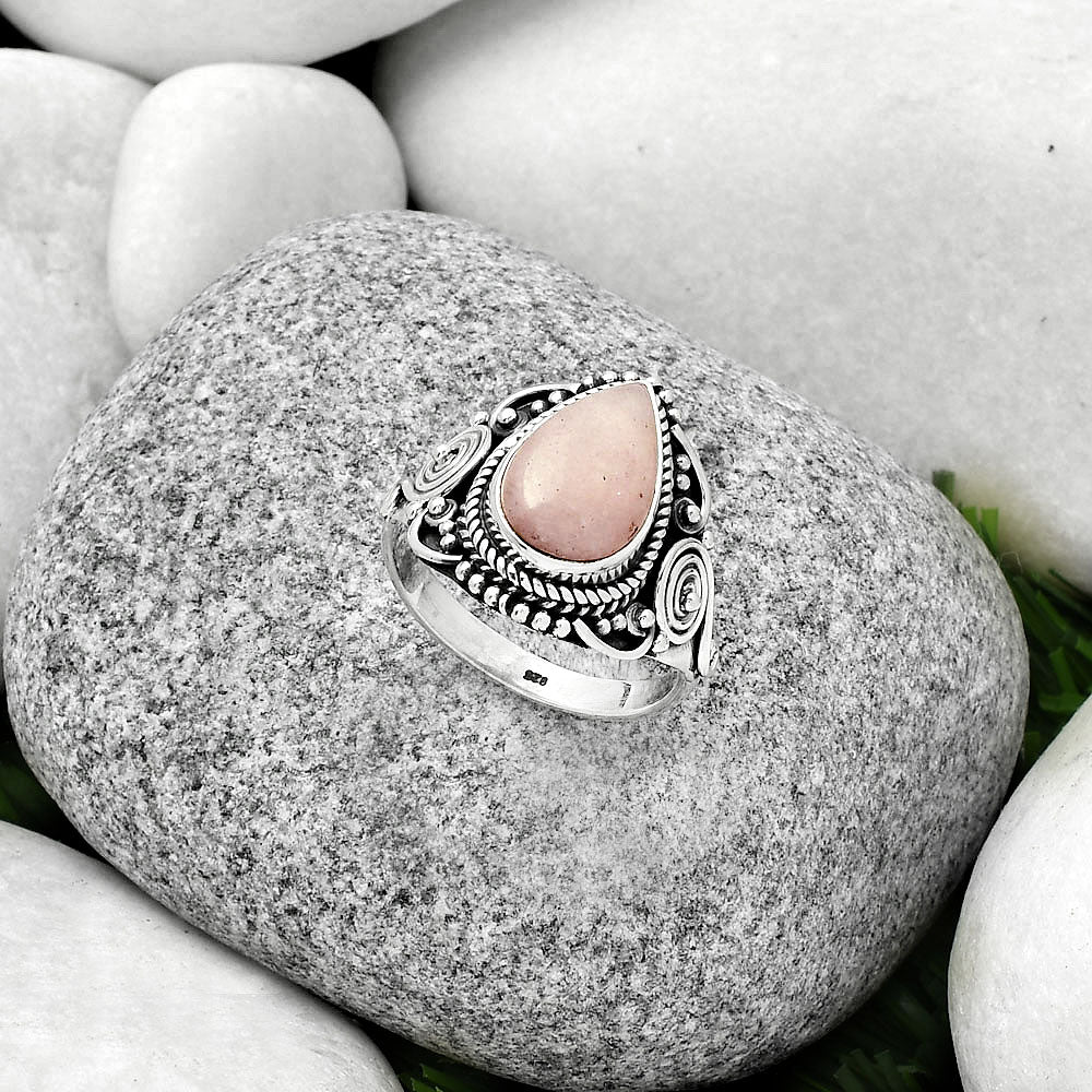 Natural Pink Scolecite Ring size-8.5 R-1291 SDR188740