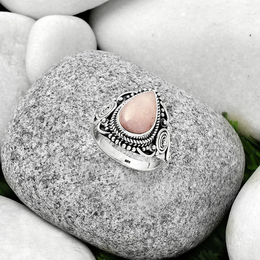 Natural Pink Scolecite Ring size-8.5 R-1291 SDR188740