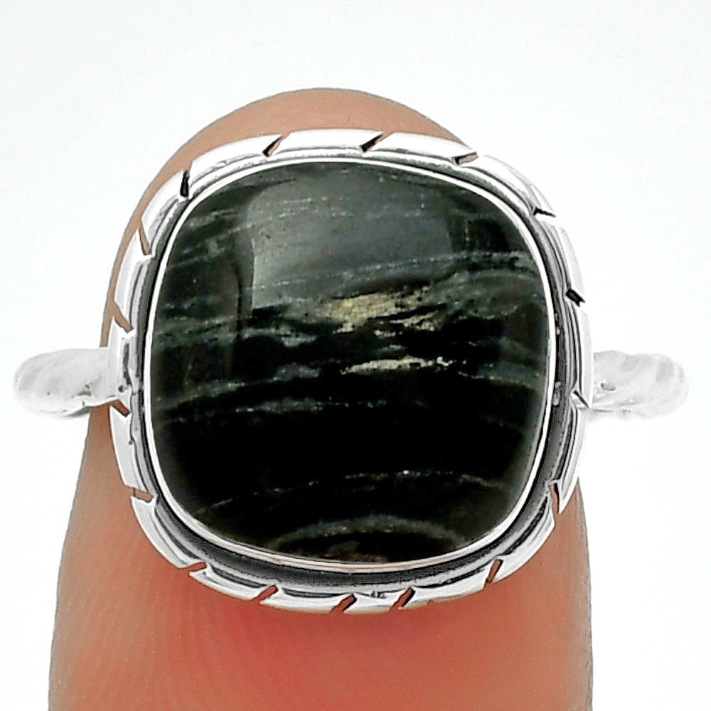 Natural Silver Leaf Obsidian Ring size-8 R-1011 SDR188792