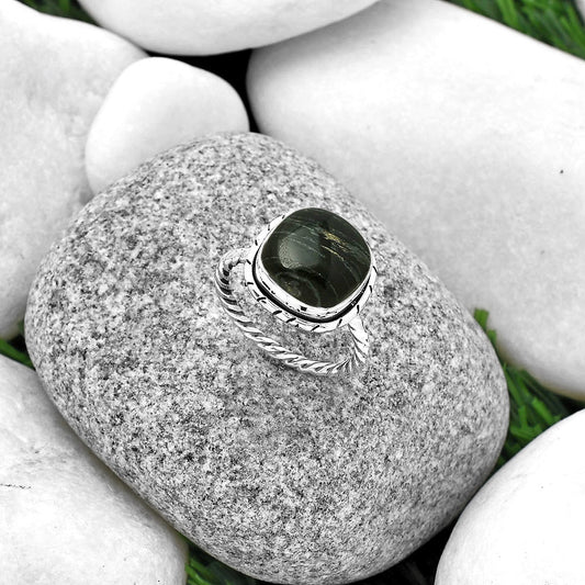 Natural Silver Leaf Obsidian Ring size-8 R-1011 SDR188792