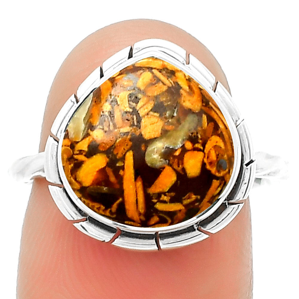 Natural Coquina Fossil Jasper India Ring size-7 R-1011 SDR188925