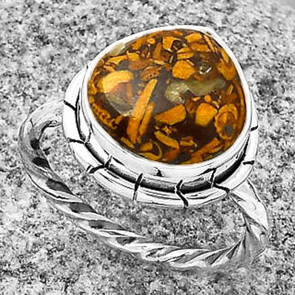 Natural Coquina Fossil Jasper India Ring size-7 R-1011 SDR188925