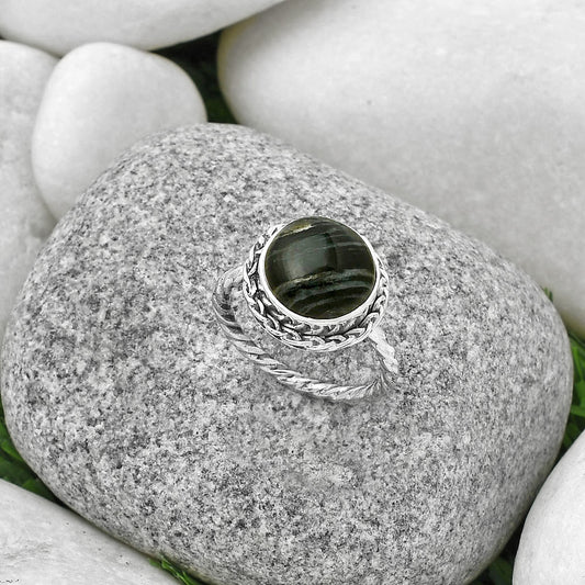 Natural Silver Leaf Obsidian Ring size-8 R-1142 SDR189035