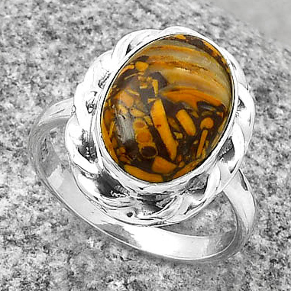 Natural Coquina Fossil Jasper India Ring size-7 R-1083 SDR189200