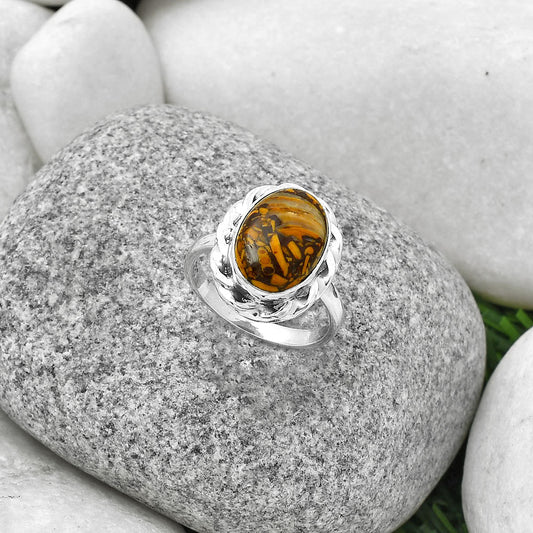 Natural Coquina Fossil Jasper India Ring size-7 R-1083 SDR189200