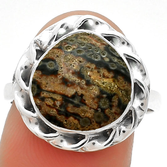 Natural Viper Skin Jasper Ring size-8.5 R-1083 SDR189202