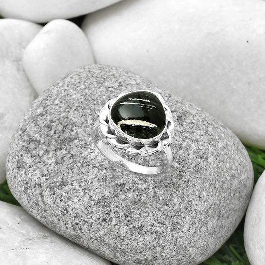 Natural Silver Leaf Obsidian Ring size-9 R-1083 SDR189245