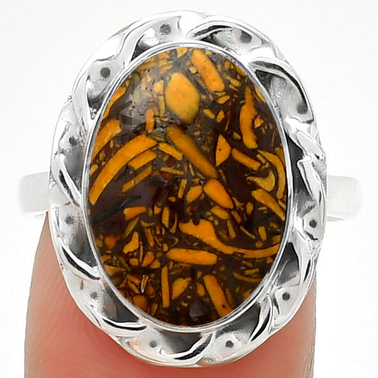 Natural Coquina Fossil Jasper India Ring size-9 R-1083 SDR189289