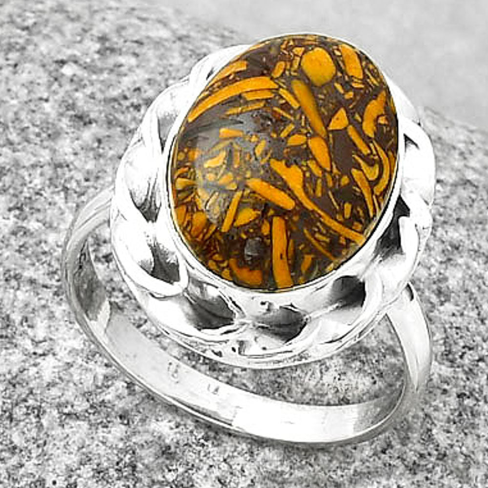 Natural Coquina Fossil Jasper India Ring size-9 R-1083 SDR189289