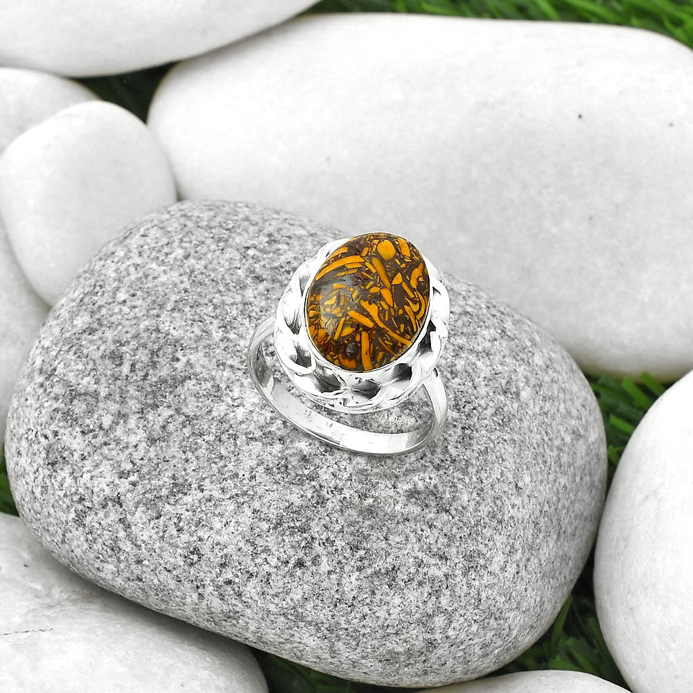 Natural Coquina Fossil Jasper India Ring size-9 R-1083 SDR189289