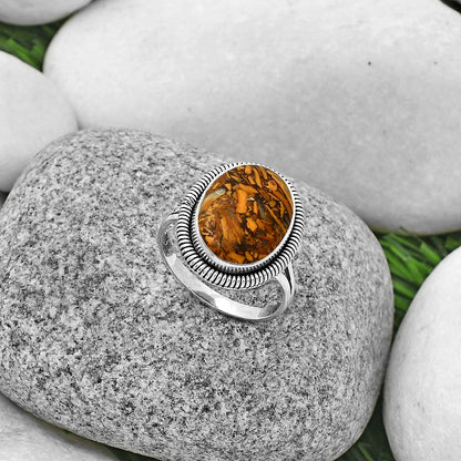 Natural Coquina Fossil Jasper India Ring size-9 R-1208 SDR189383