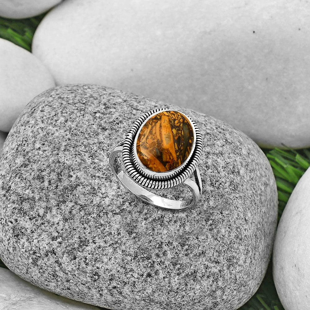 Natural Coquina Fossil Jasper India Ring size-8 R-1208 SDR189390