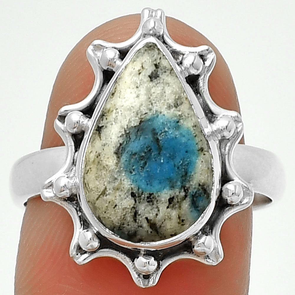 Natural K2 Blue - Azurite In Quartz Ring size-8 R-1189 SDR189908