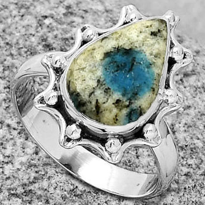 Natural K2 Blue - Azurite In Quartz Ring size-8 R-1189 SDR189908