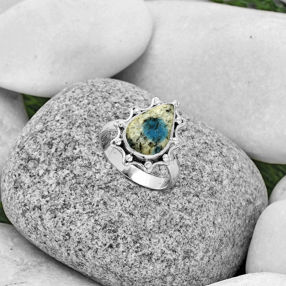 Natural K2 Blue - Azurite In Quartz Ring size-8 R-1189 SDR189908