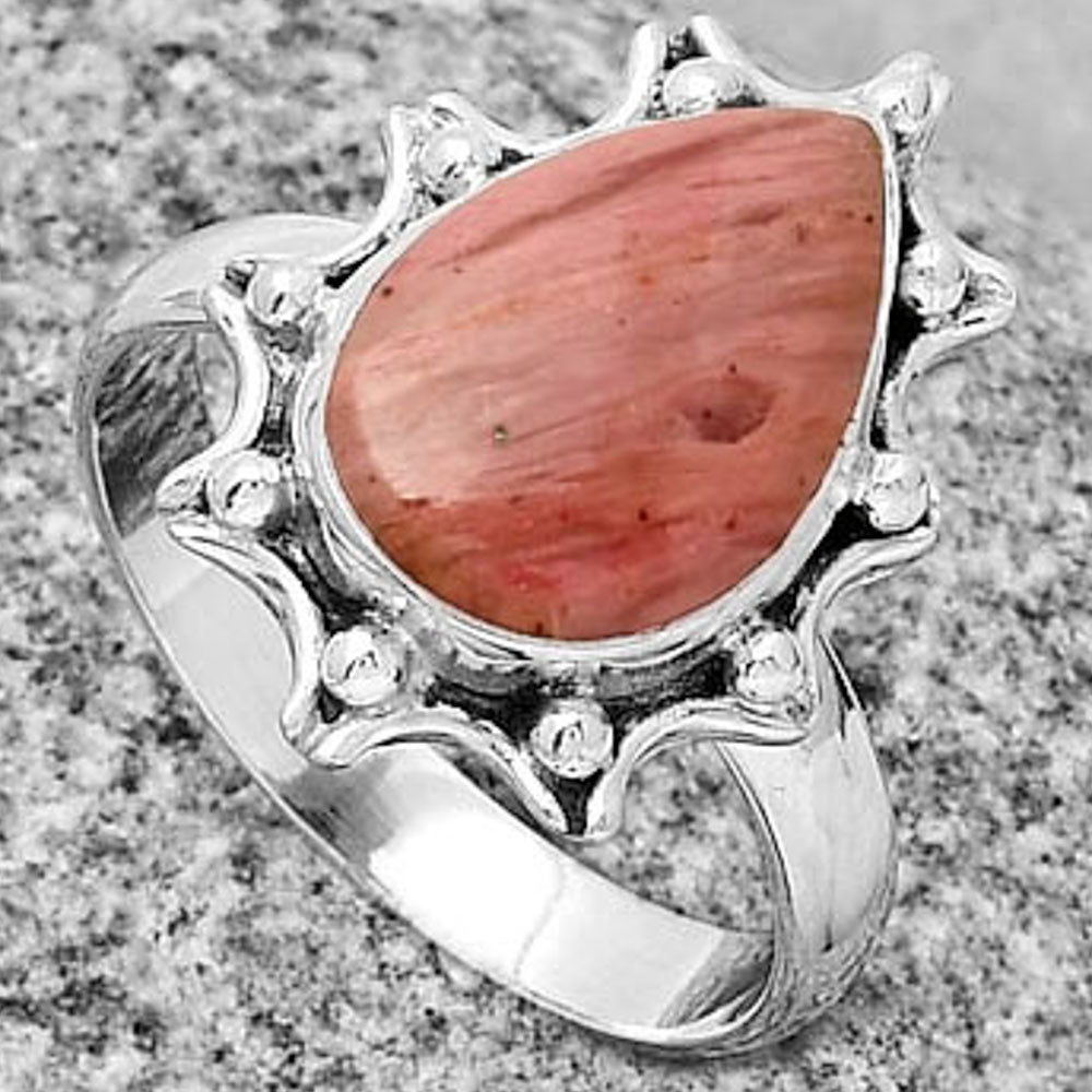 Natural Pink Tulip Quartz Ring size-8.5 R-1189 SDR189915