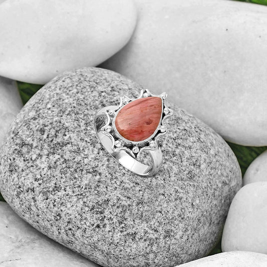 Natural Pink Tulip Quartz Ring size-8.5 R-1189 SDR189915