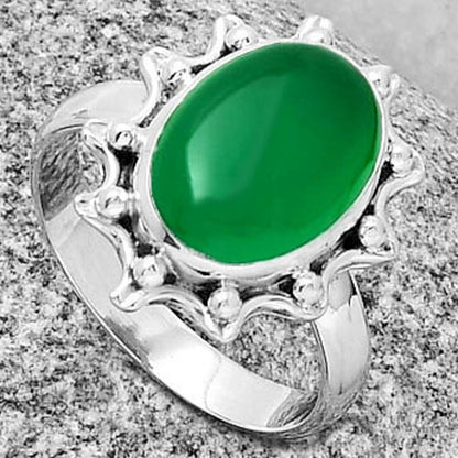 Natural Green Onyx Ring size-8.5 R-1189 SDR189921