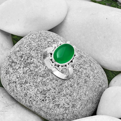 Natural Green Onyx Ring size-8.5 R-1189 SDR189921