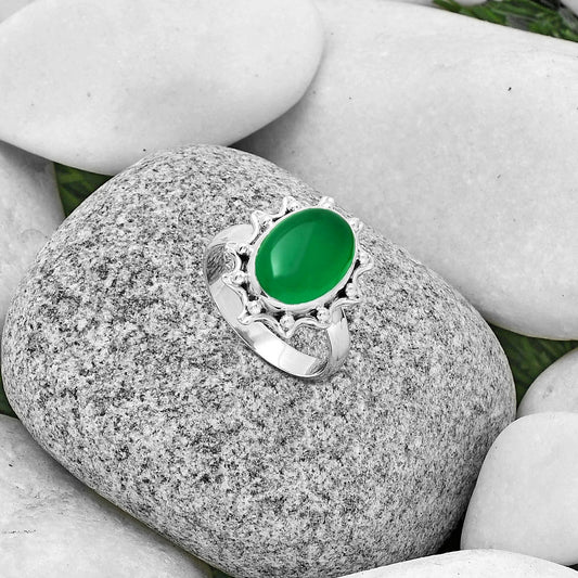Natural Green Onyx Ring size-8.5 R-1189 SDR189921
