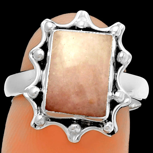 Natural Pink Scolecite Ring size-7.5 R-1189 SDR189928