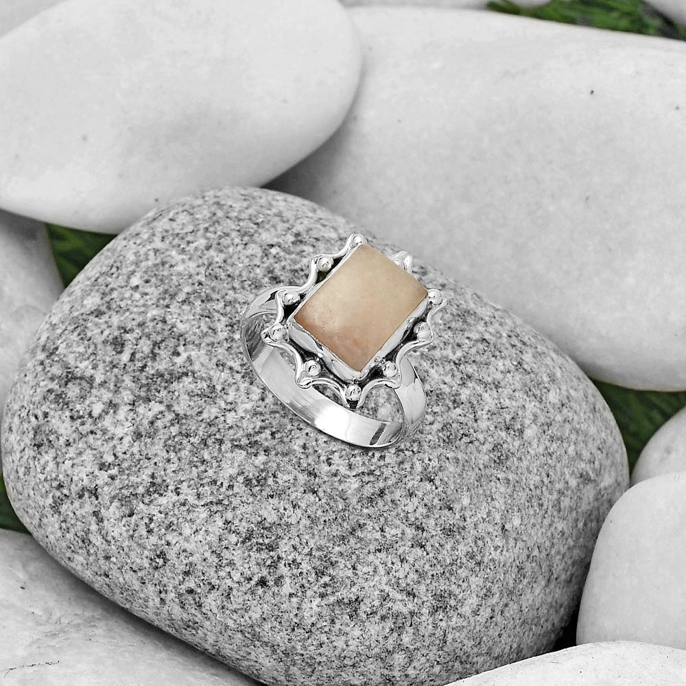 Natural Pink Scolecite Ring size-7.5 R-1189 SDR189928