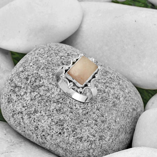 Natural Pink Scolecite Ring size-7.5 R-1189 SDR189928