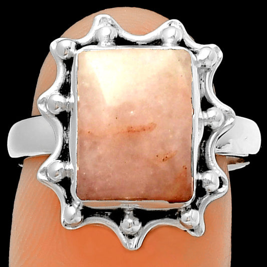 Natural Pink Scolecite Ring size-7.5 R-1189 SDR189930