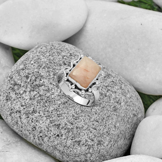 Natural Pink Scolecite Ring size-7.5 R-1189 SDR189930