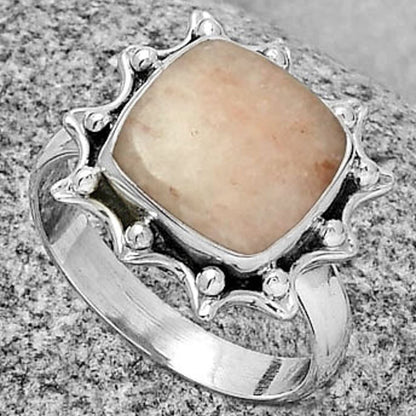 Natural Pink Scolecite Ring size-8.5 R-1189 SDR189931