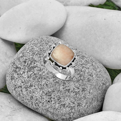 Natural Pink Scolecite Ring size-8.5 R-1189 SDR189931