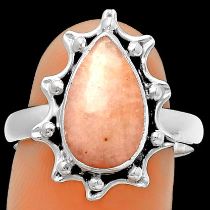 Natural Pink Scolecite Ring size-9 R-1189 SDR189932