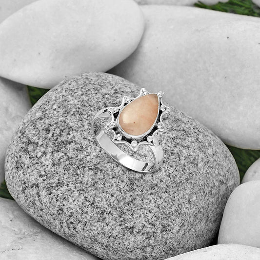 Natural Pink Scolecite Ring size-9 R-1189 SDR189932